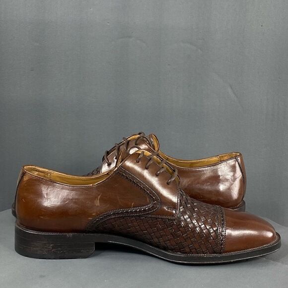 PRINCIPE Brown leather Basket Weave Oxfords mens size 9 main image 9